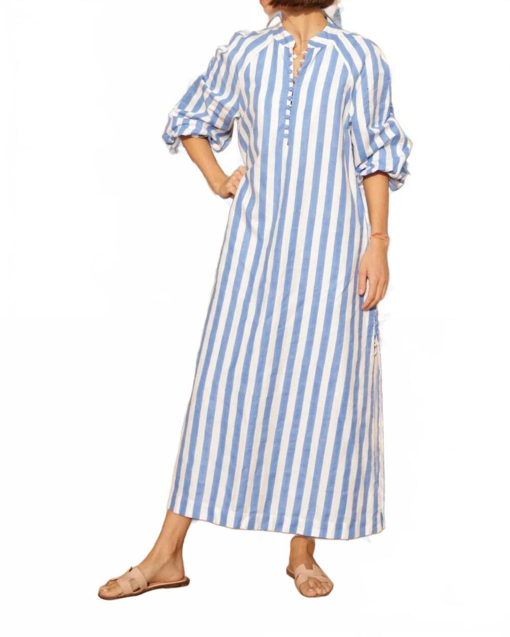 NEW MAISON MARIGOLD positano kaftan dress in blue stripes